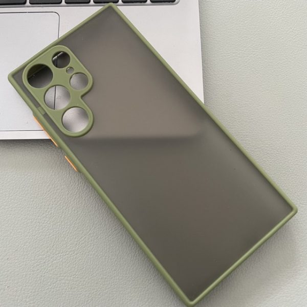 Husa Samsung Galaxy S22 Ultra Frosted Color Bumper Olive Green